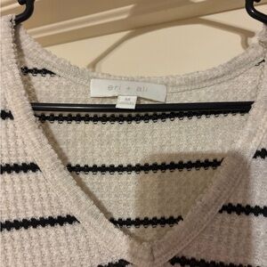 Anthropologis Women's Cream and Black Striped Sweater